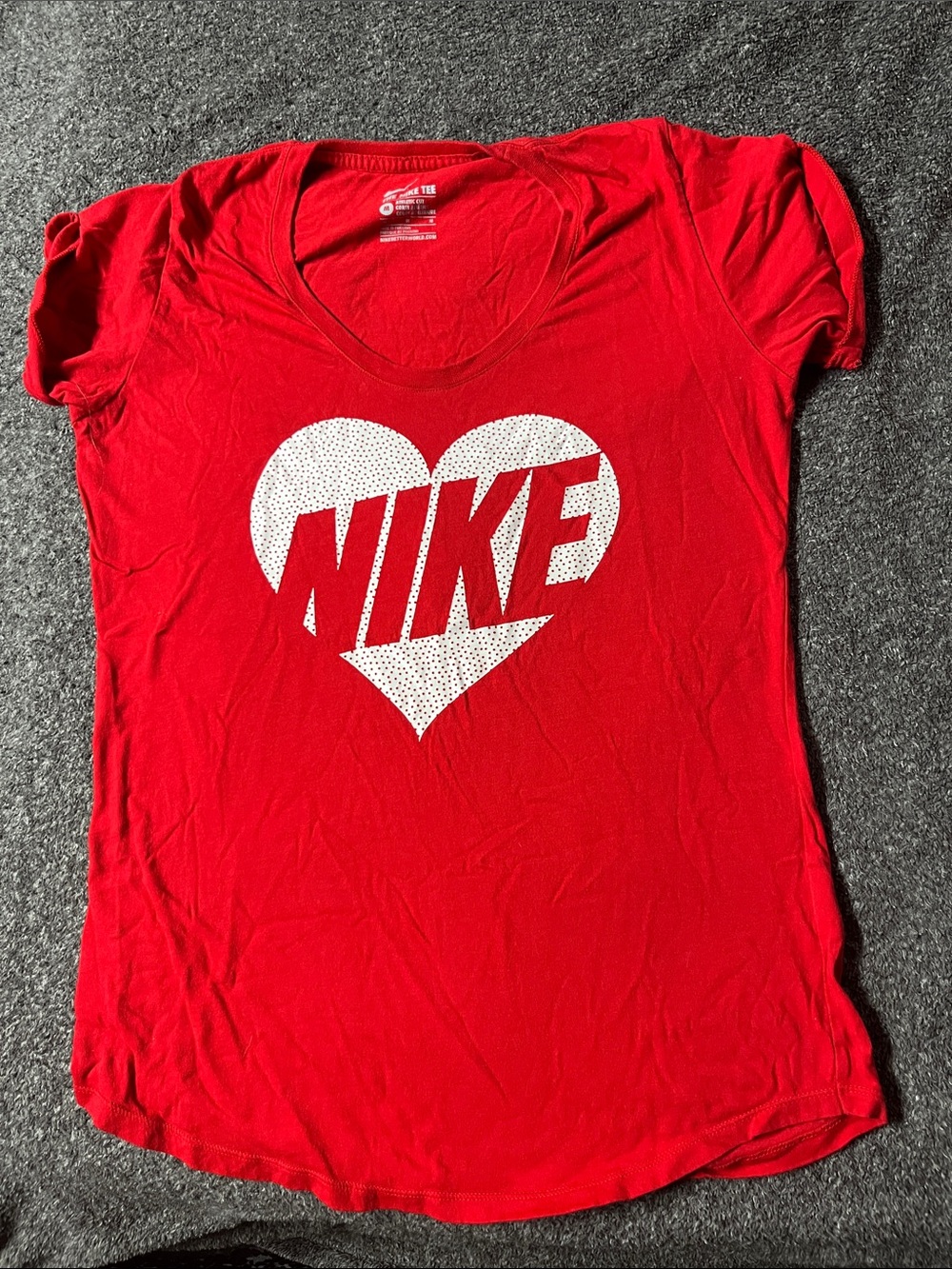 Nike Red Short Sleeve Tee with White Heart Logo